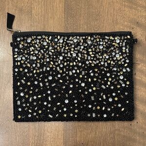 Elegant Black and Gold Beaded Clutch